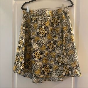 NWT Retriolicious Yellow Ornate Floral Tile Skirt 1X